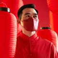 Callie Mask: A box of 24, 3D wing mask, antibacterial mask made in Malaysia, in Fortune Red from CNY 2023 limited edition.